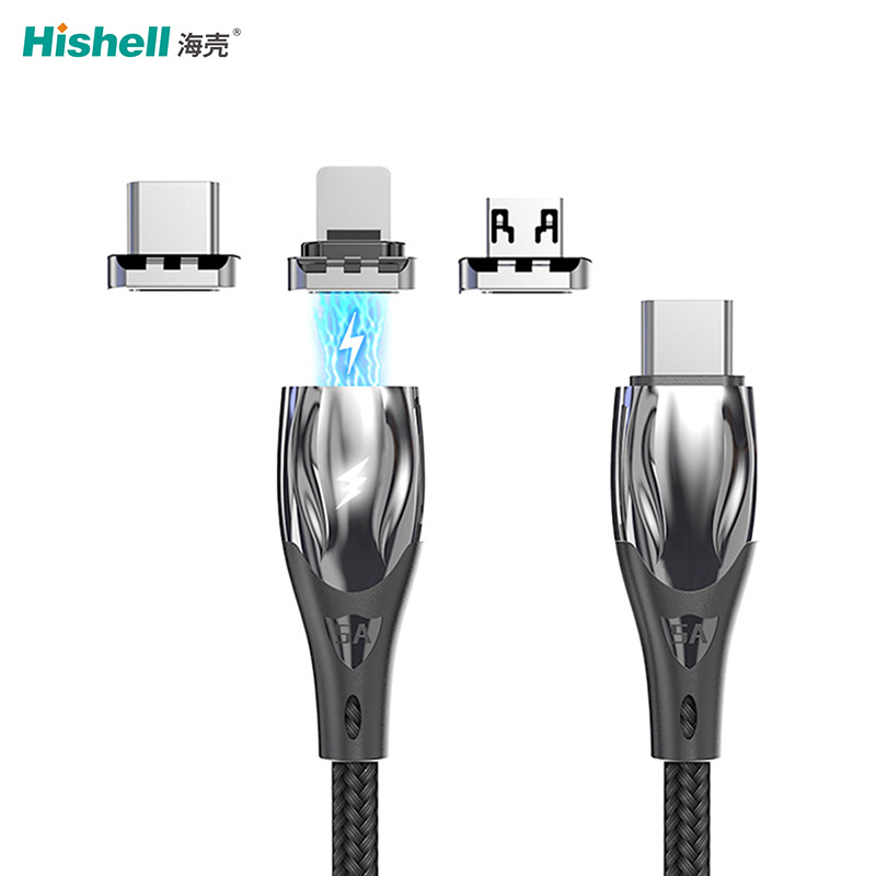 PD60W大功率免插拔磁吸防尘高质感锌合金高效充电磁吸线HMC19