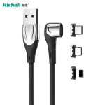 100W大功率操作便捷尼龙编织线弯头磁吸数据线HMC14